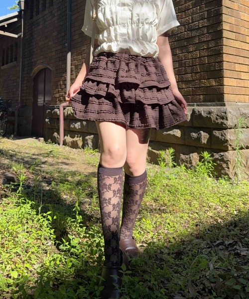 AS KNOW AS plus(アズノゥアズプラス)の「☆ぽこぽこ レースティアードミニスカート(スカート・レディース・ブラウン/アイボリー系/ブラック系・FREE)」の12枚目の写真