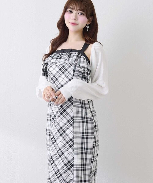 OLIVE des OLIVE（オリーブデオリーブ）の「【Belle Charme】Check Frill Mermaid Onepiece（ワンピース・レディース・ブラック/オフホワイト/ブラウン・FREE）」の4枚目の写真