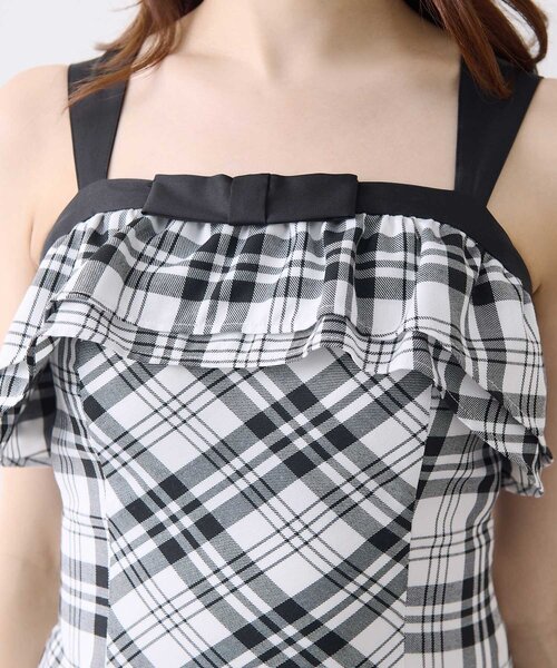 OLIVE des OLIVE（オリーブデオリーブ）の「【Belle Charme】Check Frill Mermaid Onepiece（ワンピース・レディース・ブラック/オフホワイト/ブラウン・FREE）」の9枚目の写真
