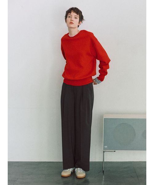 emmi(エミ)の「ウールミックスワイドパンツ(その他パンツ・レディース・ストライプ/ダークブラウン・1/0)」の3枚目の写真