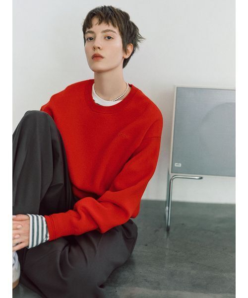 emmi(エミ)の「ウールミックスワイドパンツ(その他パンツ・レディース・ストライプ/ダークブラウン・1/0)」の4枚目の写真