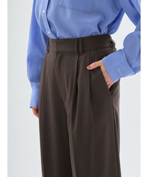 emmi(エミ)の「ウールミックスワイドパンツ(その他パンツ・レディース・ストライプ/ダークブラウン・1/0)」の8枚目の写真