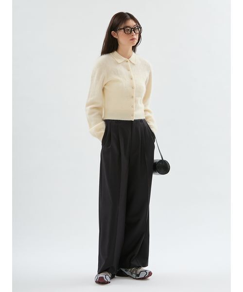emmi(エミ)の「ウールミックスワイドパンツ(その他パンツ・レディース・ストライプ/ダークブラウン・1/0)」の14枚目の写真