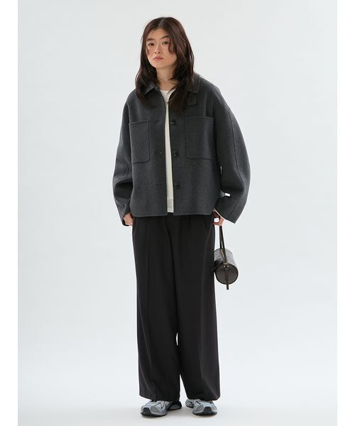 emmi(エミ)の「ウールミックスワイドパンツ(その他パンツ・レディース・ストライプ/ダークブラウン・1/0)」の16枚目の写真