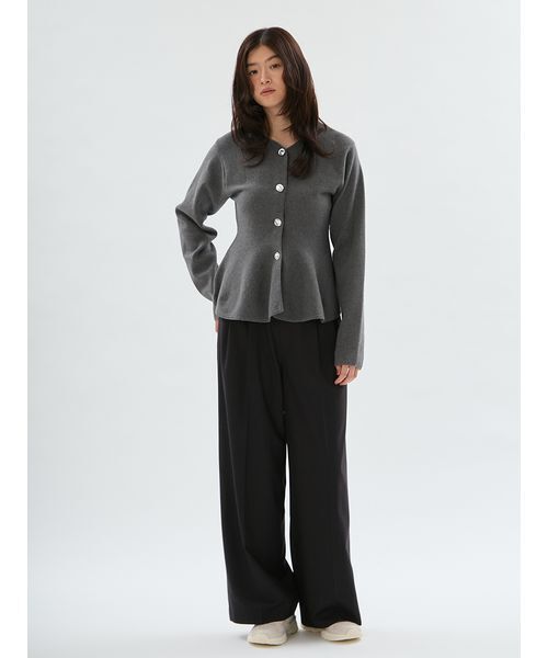 emmi(エミ)の「ウールミックスワイドパンツ(その他パンツ・レディース・ストライプ/ダークブラウン・1/0)」の18枚目の写真