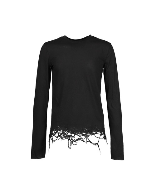 Troubled Waters(トラブルウォーター)の「THRASHED LONGSLEEVE(Tシャツ/カットソー・メンズ・ブラック・SMALL/MEDIUM/LARGE)」の1枚目の写真