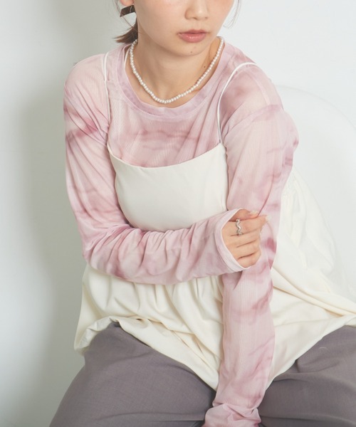 mul.(ムル)の「マーブルシアートップス(Tシャツ/カットソー・レディース・グリーン/ピンク・FREE)」の2枚目の写真