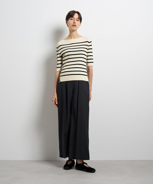 LANVIN en Bleu(ランバンオンブルー)の「ボーダーリブニット(ニット/セーター・レディース・ブラウン/オフホワイト/ネイビー・38)」の4枚目の写真