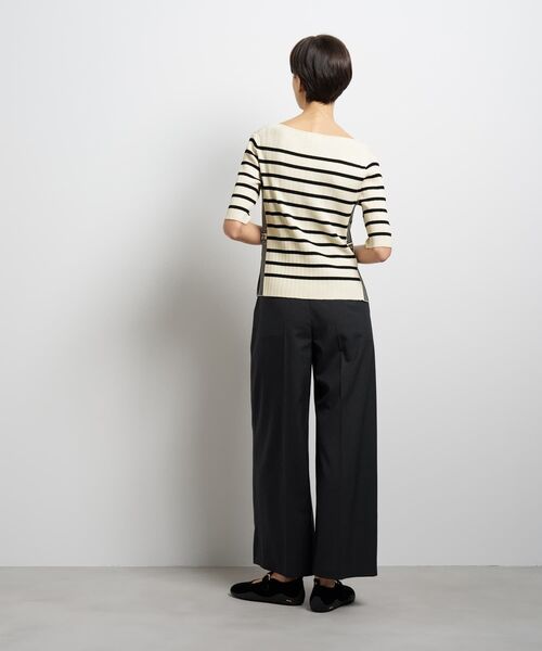 LANVIN en Bleu(ランバンオンブルー)の「ボーダーリブニット(ニット/セーター・レディース・ブラウン/オフホワイト/ネイビー・38)」の6枚目の写真