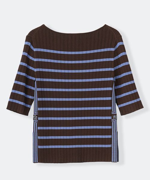 LANVIN en Bleu(ランバンオンブルー)の「ボーダーリブニット(ニット/セーター・レディース・ブラウン/オフホワイト/ネイビー・38)」の13枚目の写真