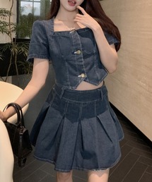 デニムトップスセットアップスカート