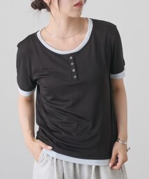 レイヤード風ヘンリーネックTシャツ