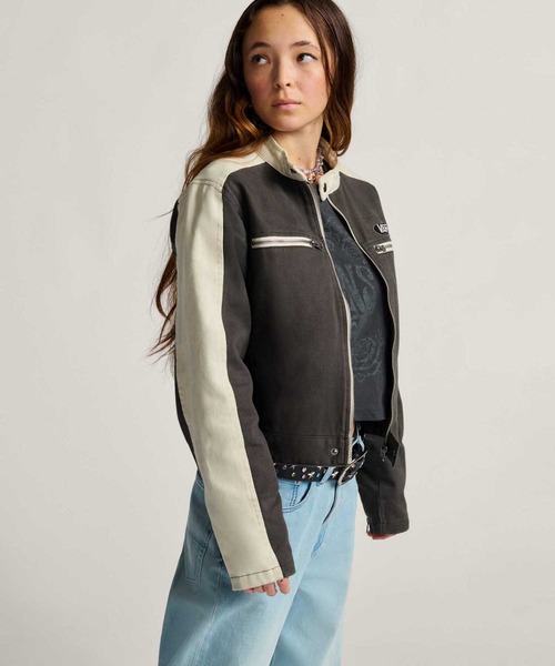VANS(バンズ)の「ウィメンズ RYDEN バイカージャケット / Ryden Biker Jacket Faded Black VN000R3HEMV1(その他アウター・レディース・ダークグレー・SMALL/MEDIUM)」の1枚目の写真
