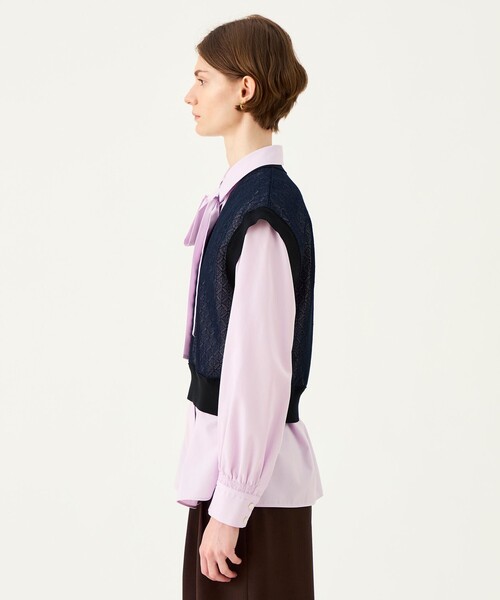 BALLSEY（ボールジィ）の「ジオメトリックエンブロイダリー Vネックベストプルオーバー（その他トップス・レディース・グリーン/ネイビー・36）」の5枚目の写真