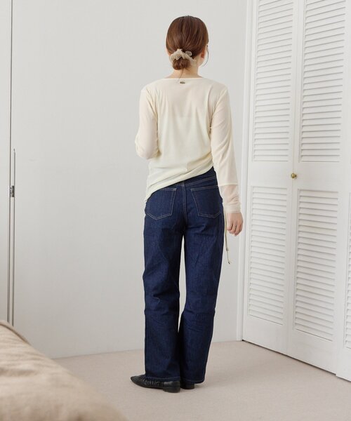 gemeil(ジェムイル)の「袖シアーベロアギャザートップス(LA-345)(Tシャツ/カットソー・レディース・アイボリー/ダークブラウン・FREE)」の7枚目の写真
