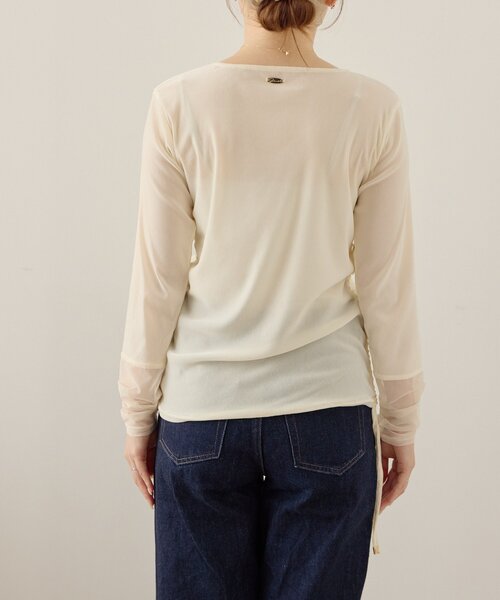 gemeil(ジェムイル)の「袖シアーベロアギャザートップス(LA-345)(Tシャツ/カットソー・レディース・アイボリー/ダークブラウン・FREE)」の13枚目の写真