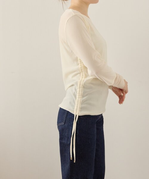 gemeil(ジェムイル)の「袖シアーベロアギャザートップス(LA-345)(Tシャツ/カットソー・レディース・アイボリー/ダークブラウン・FREE)」の14枚目の写真