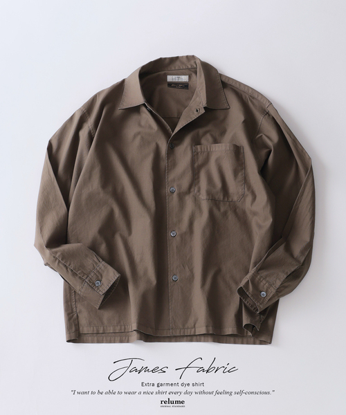 JOURNAL STANDARD relume(ジャーナルスタンダード レリューム)の「JAMES FABRIC / ジェームスファブリック ガーメントダイ シャツ(シャツ/ブラウス・メンズ・ネイビー/ブラウン/ベージュ系その他/カーキ/ブラックミックス・MEDIUM/LARGE)」の4枚目の写真