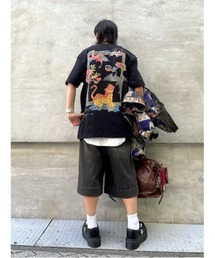 オリエンタルプリント半袖Tシャツ