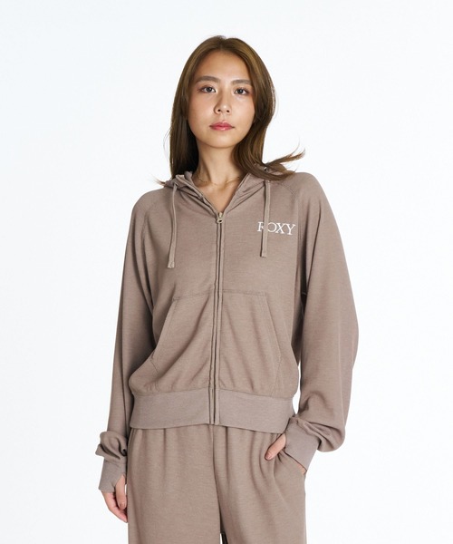 ROXY（ロキシー）の「ROXY FITNESS GENTLE FLOW HOODIE コラーゲン・アミノ酸配合 モイストジップフーディ パーカー 【2026年秋冬モデル】/ロキシーフーディー（パーカー・レディース・カモフラージュ/オフホワイト/ブラック系その他・SMALL/MEDIUM/LARGE）」の3枚目の写真