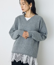 洗濯OK♪【セットアップ対応】大人気シリーズ！【着丈バリエ】格上げVネックニット 秋服 冬服　暖かい　長袖　2サイズ展開　体系カバー　お尻が隠れる　ウォッシャブルニット