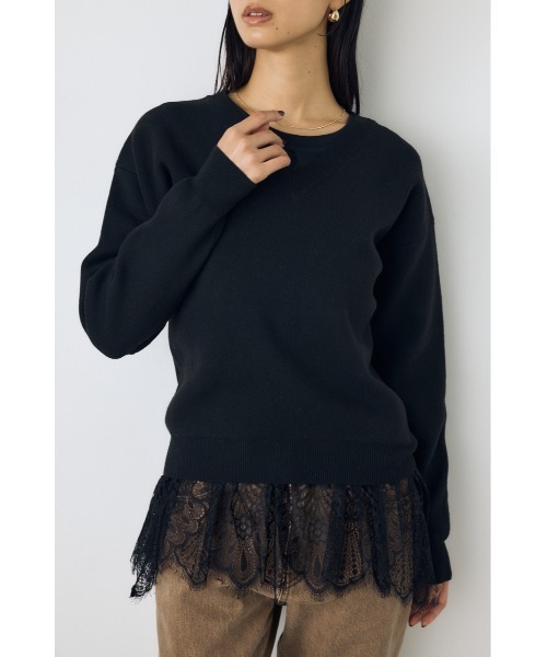 AZUL by moussy(アズールバイマウジー)の「洗濯OK♪【セットアップ対応】大人気シリーズ!【着丈バリエ】格上げVネックニット 秋服 冬服 暖かい 長袖 2サイズ展開 体系カバー お尻が隠れる ウォッシャブルニット(ニット/セーター・レディース・ブラウン/ブラック/杢グレー/ブルー/イエロー/オフホワイト・MEDIUM/SMALL)」の19枚目の写真