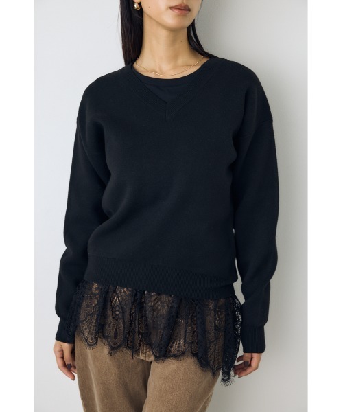 AZUL by moussy(アズールバイマウジー)の「洗濯OK♪【セットアップ対応】大人気シリーズ!【着丈バリエ】格上げVネックニット 秋服 冬服 暖かい 長袖 2サイズ展開 体系カバー お尻が隠れる ウォッシャブルニット(ニット/セーター・レディース・ブラウン/ブラック/杢グレー/ブルー/イエロー/オフホワイト・MEDIUM/SMALL)」の20枚目の写真