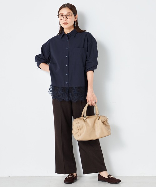 GALLORIA(ギャローリア)の「裾レースシャツ(シャツ/ブラウス・レディース・オフホワイト/ネイビー・L/S/M/LL)」の7枚目の写真