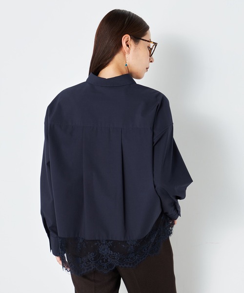 GALLORIA(ギャローリア)の「裾レースシャツ(シャツ/ブラウス・レディース・オフホワイト/ネイビー・L/S/M/LL)」の9枚目の写真