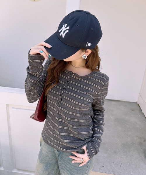 Ada.（エイダ）の「マルチボーダー ヘンリーネック カットソー（Tシャツ/カットソー・レディース・ブルー/イエロー/ボルドー/グレー・FREE）」の20枚目の写真