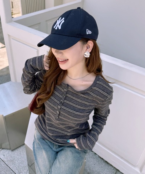 Ada.（エイダ）の「マルチボーダー ヘンリーネック カットソー（Tシャツ/カットソー・レディース・ブルー/イエロー/ボルドー/グレー・FREE）」の21枚目の写真