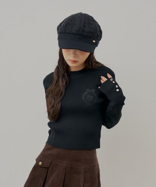 Chico(チコ)の「エンブレム刺繍リブニット(ニット/セーター・レディース・グレー/ピンクベージュ/ブラック/アイボリー・FREE)」の14枚目の写真