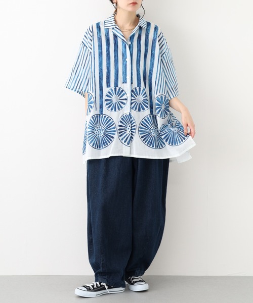 KILKI(キルキー)の「kilki 総柄オーバーサイズブラウス 半端袖(シャツ/ブラウス・レディース・レッド系/ブルー系・FREE)」の9枚目の写真