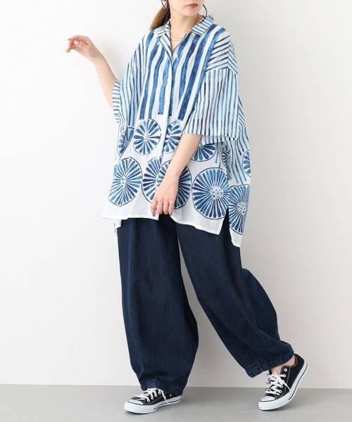 KILKI(キルキー)の「kilki 総柄オーバーサイズブラウス 半端袖(シャツ/ブラウス・レディース・レッド系/ブルー系・FREE)」の11枚目の写真