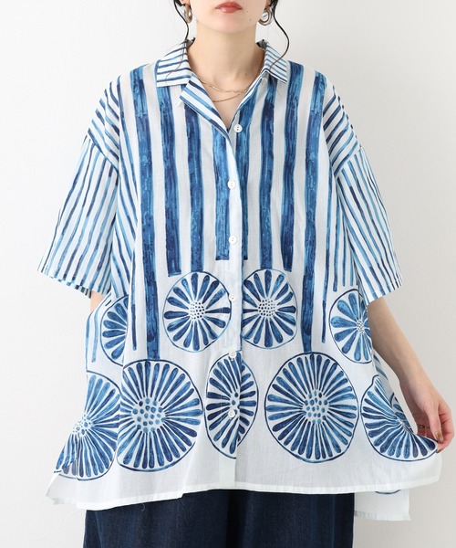 KILKI(キルキー)の「kilki 総柄オーバーサイズブラウス 半端袖(シャツ/ブラウス・レディース・レッド系/ブルー系・FREE)」の21枚目の写真