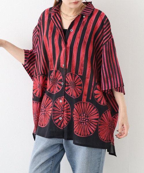 KILKI(キルキー)の「kilki 総柄オーバーサイズブラウス 半端袖(シャツ/ブラウス・レディース・レッド系/ブルー系・FREE)」の12枚目の写真