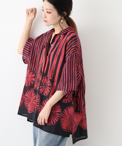 KILKI(キルキー)の「kilki 総柄オーバーサイズブラウス 半端袖(シャツ/ブラウス・レディース・レッド系/ブルー系・FREE)」の17枚目の写真