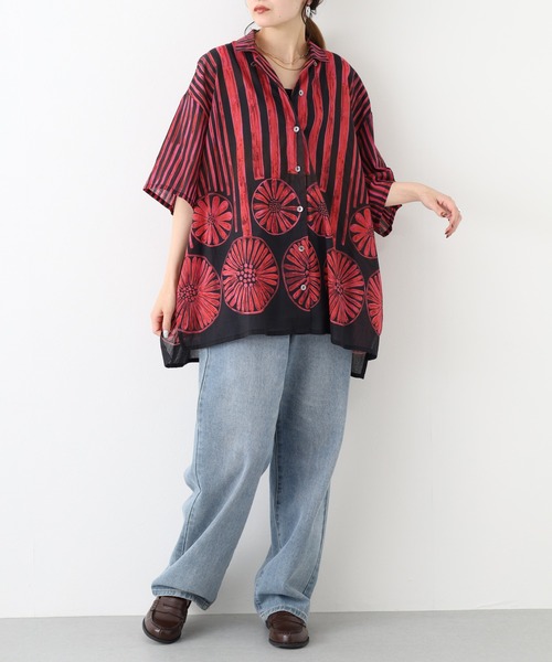 KILKI(キルキー)の「kilki 総柄オーバーサイズブラウス 半端袖(シャツ/ブラウス・レディース・レッド系/ブルー系・FREE)」の18枚目の写真