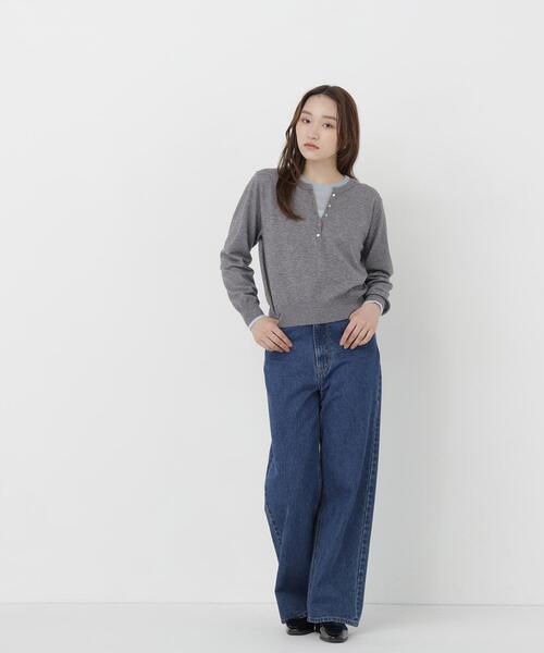 NATURAL BEAUTY BASIC(ナチュラルビューティーベーシック)の「ヘンリーネックレイヤードニット(ニット/セーター・レディース・イエロー系その他/ブラウン系その他/グレー系その他・FREE)」の4枚目の写真