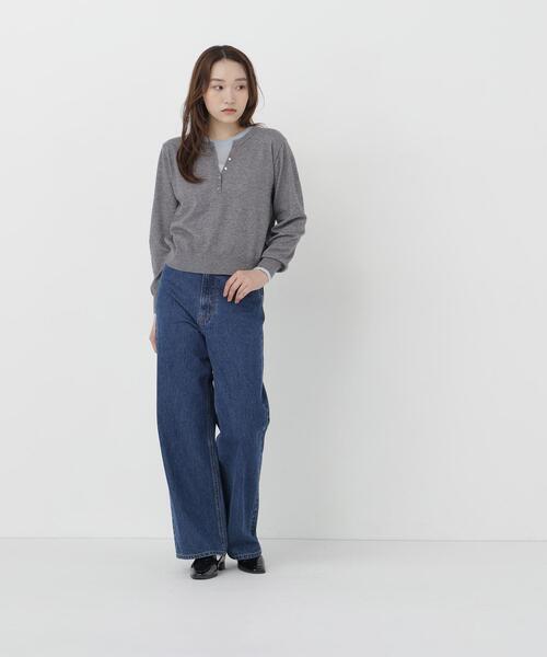 NATURAL BEAUTY BASIC(ナチュラルビューティーベーシック)の「ヘンリーネックレイヤードニット(ニット/セーター・レディース・イエロー系その他/ブラウン系その他/グレー系その他・FREE)」の6枚目の写真