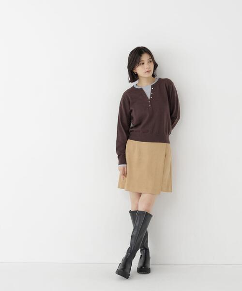 NATURAL BEAUTY BASIC(ナチュラルビューティーベーシック)の「ヘンリーネックレイヤードニット(ニット/セーター・レディース・イエロー系その他/ブラウン系その他/グレー系その他・FREE)」の12枚目の写真