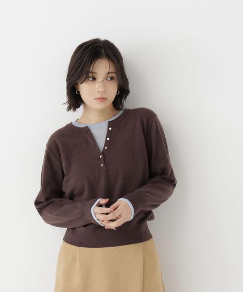 NATURAL BEAUTY BASIC(ナチュラルビューティーベーシック)の「ヘンリーネックレイヤードニット(ニット/セーター・レディース・イエロー系その他/ブラウン系その他/グレー系その他・FREE)」の13枚目の写真