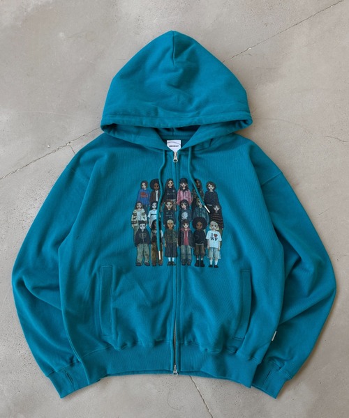 WISH FOR EVER(ウィッシュフォーエバー)の「PIXEL MODEL DESIGN ZIP HOODIE / ピクセルモデルデザインジップフーディ(パーカー・メンズ・パープル/エメラルド/ブラック/バーガンディー/グレー/ピンク/ネイビー・LARGE/MEDIUM/SMALL)」の3枚目の写真