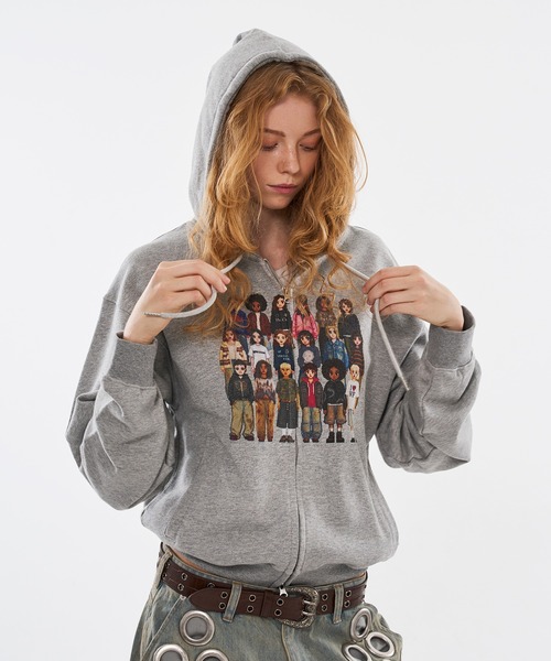 WISH FOR EVER(ウィッシュフォーエバー)の「PIXEL MODEL DESIGN ZIP HOODIE / ピクセルモデルデザインジップフーディ(パーカー・メンズ・パープル/エメラルド/ブラック/バーガンディー/グレー/ピンク/ネイビー・LARGE/MEDIUM/SMALL)」の9枚目の写真