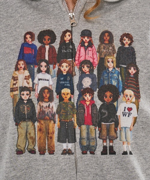 WISH FOR EVER(ウィッシュフォーエバー)の「PIXEL MODEL DESIGN ZIP HOODIE / ピクセルモデルデザインジップフーディ(パーカー・メンズ・パープル/エメラルド/ブラック/バーガンディー/グレー/ピンク/ネイビー・LARGE/MEDIUM/SMALL)」の10枚目の写真