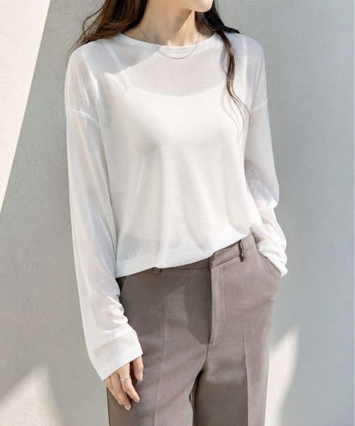 Mku Ekta(ムクエクタ)の「シアークルーネックトップス(Tシャツ/カットソー・レディース・ホワイト・FREE)」の10枚目の写真