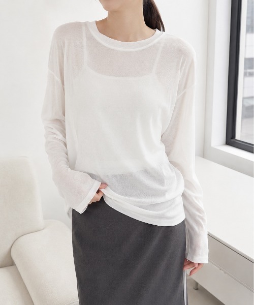 Mku Ekta(ムクエクタ)の「シアークルーネックトップス(Tシャツ/カットソー・レディース・ホワイト・FREE)」の21枚目の写真