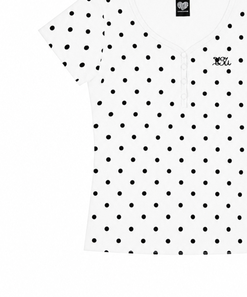 LUVISTRUE（ラヴイズトゥルー）の「BASIC ILOVEU SHORT DOT SLEEVE TEE(WHITE)（Tシャツ/カットソー・レディース・その他・FREE）」の4枚目の写真