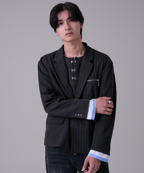 EVOLVERA(エボルヴェラー)の「Layered Single-Tailored Jacket / レイヤードシングルテーラードジャケット(テーラードジャケット・メンズ・ブラック/ネイビー系1・M/L)」の7枚目の写真