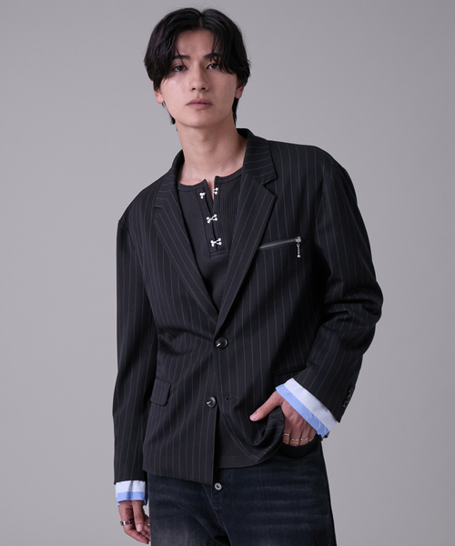 EVOLVERA(エボルヴェラー)の「Layered Single-Tailored Jacket / レイヤードシングルテーラードジャケット(テーラードジャケット・メンズ・ブラック/ネイビー系1・M/L)」の8枚目の写真